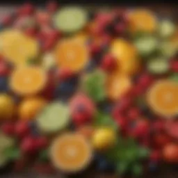 A vibrant array of non-alcoholic drink ingredients including fruits and herbs