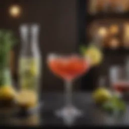 Elegant cocktail setup with fresh garnishes