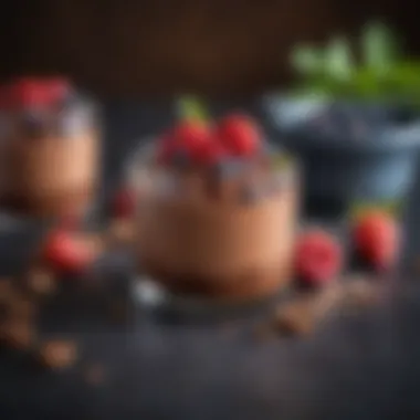 A decadent vegan chocolate mousse topped with berries