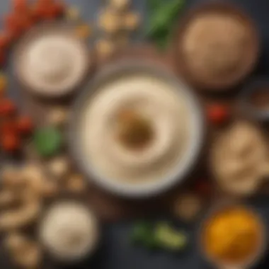 Ingredient Medley for Tahini-Free Hummus Ingredients spread out to create hummus without tahini
