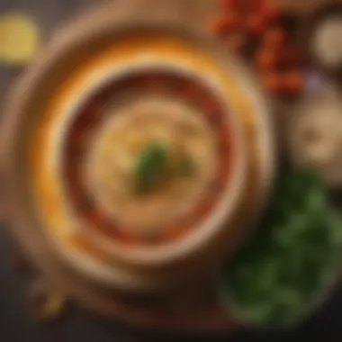 Vibrant Hummus Delight A vibrant bowl of hummus showcasing a rich texture and color