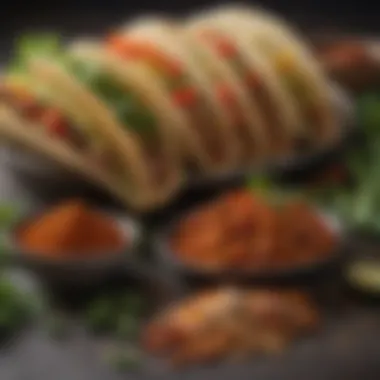 Herbs and Spices for Flavorful Tacos Colorful spices and herbs for flavor enhancement
