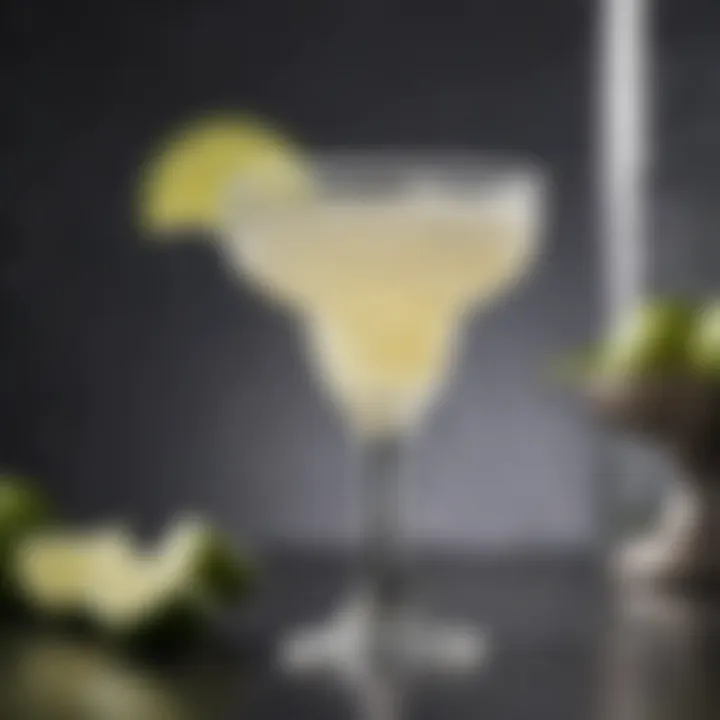 A beautifully arranged margarita glass garnished with lime and salt