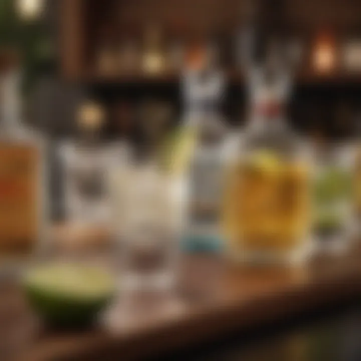 A selection of premium tequilas displayed elegantly