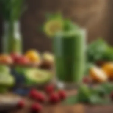 Vibrant Green Smoothie Full of Nutrients A glass filled with a vibrant green smoothie surrounded by healthy ingredients