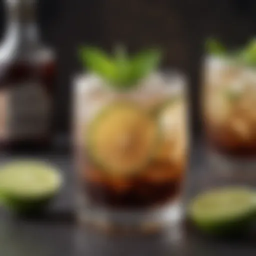 A stunning Cuba Libre cocktail garnished with lime and mint
