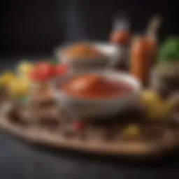 A vibrant array of spices and ingredients for hot BBQ sauce