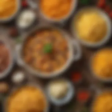 Vibrant Ingredients for Flavor An array of colorful ingredients used in the hamburger casserole