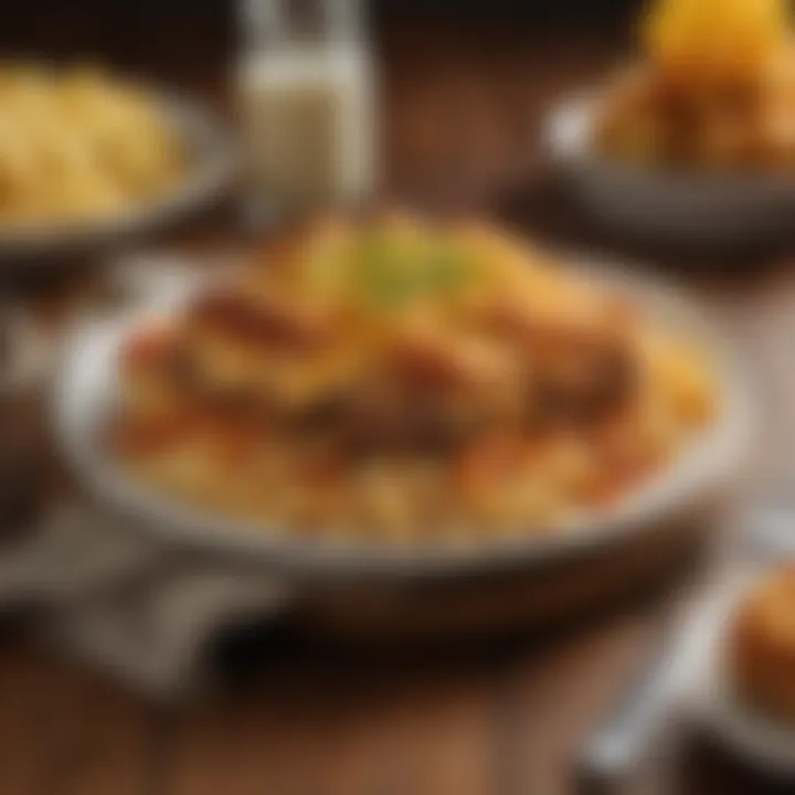 A beautifully arranged plate of hamburger casserole ready to be enjoyed