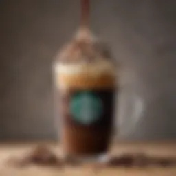 Rich chocolate syrup drizzled over a frothy mocha latte