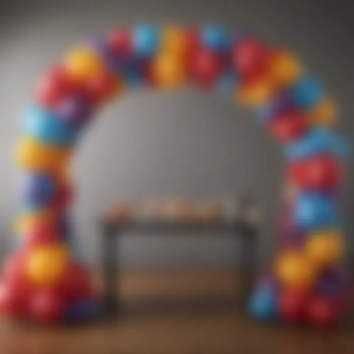Colorful balloon arch inspired by classic cinema