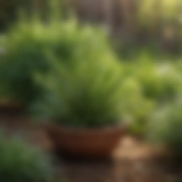 A vibrant herb garden showcasing tarragon plants