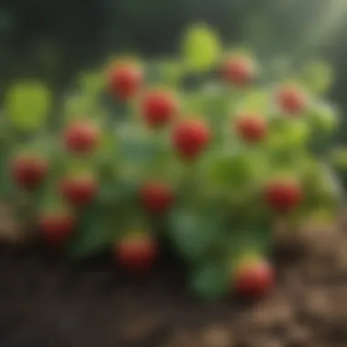 Vibrant small strawberry plants thriving in a garden setting