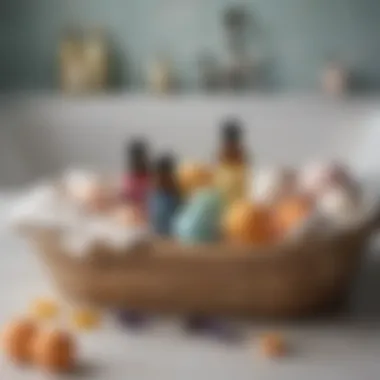 Bath Essentials with Bath Bombs and Essential Oils An assortment of bath essentials including bath bombs and essential oils