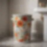 Charming bathroom trash can with floral design