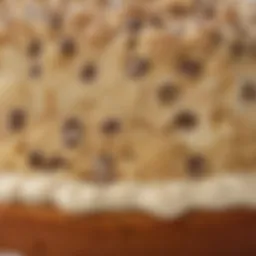 A close-up view of the Dairy Queen Cookie Dough Cake showcasing its rich layers.