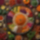 Vibrant assortment of colorful vegetables and grains