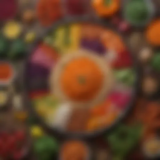 Vibrant assortment of colorful vegetables and grains