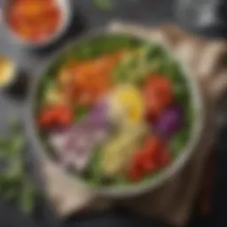 Vibrant no-carb salad bowl with fresh greens and colorful vegetables