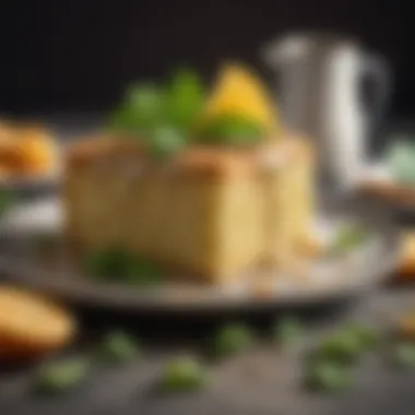 Zesty Almond Flour Cake A slice of almond flour cake garnished with citrus zest and mint leaves
