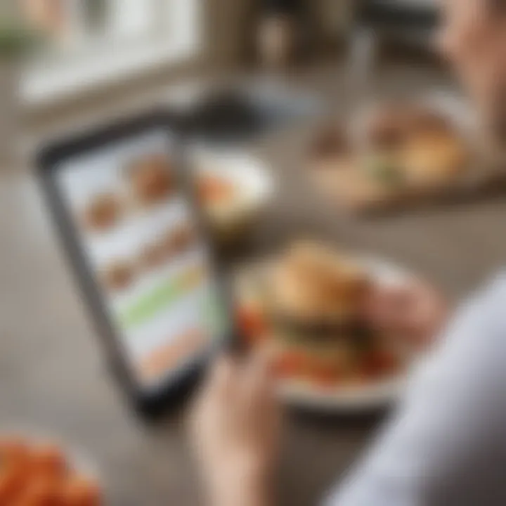 Customer reviewing a meal plan on a digital device.