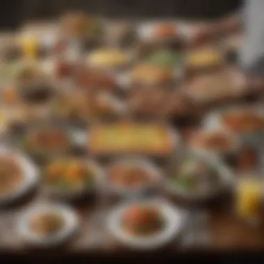 Catering to Diverse Dietary Needs A table set with delicious meals highlighting dietary options