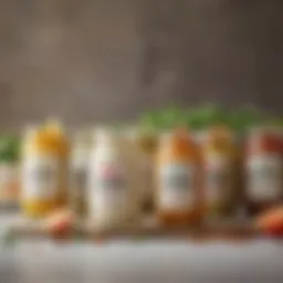 A selection of vibrant, keto-approved dressings in small jars