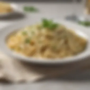 Elegant Fettuccine Alfredo Presentation Elegant presentation of fettuccine alfredo garnished with parsley