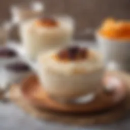 A creamy bowl of rice pudding garnished with cinnamon and raisins