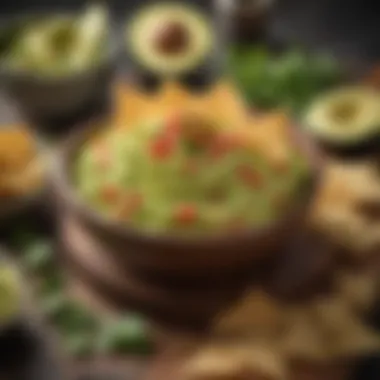 Homemade Guacamole Delight A bowl of homemade guacamole with tortilla chips