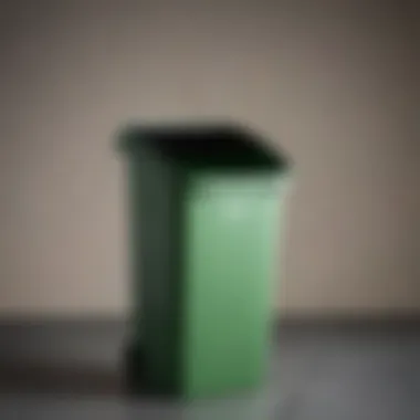 Close-up of the eco-friendly features of an ultra slim tall trash can