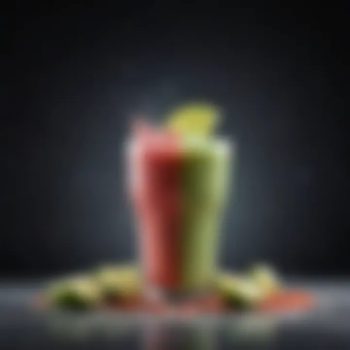 Blender filled with a colorful frozen margarita mixture