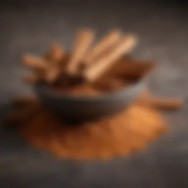 Cinnamon: A Versatile Spice A vibrant bowl of cinnamon sticks and powder, highlighting the spice's rich, warm tones.