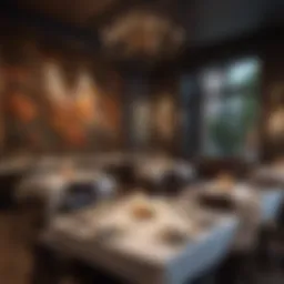 An elegant dining setup featuring a fusion of international cuisines in a chic LA restaurant