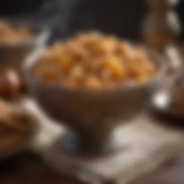 Charoset served in a decorative bowl
