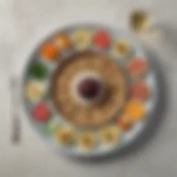Seder plate arrangement featuring symbolic foods