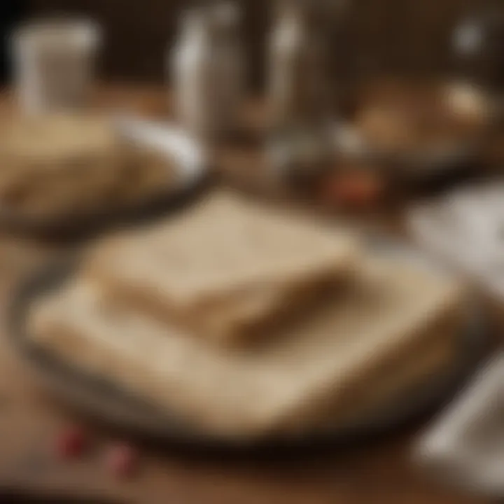 Traditional matzah displayed on a table
