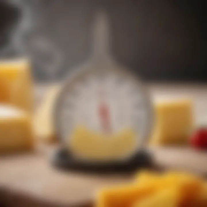 A thermometer designed for cheese-making, highlighting its essential features.