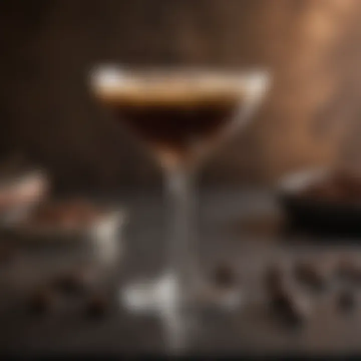A beautifully presented Espresso Martini garnished with coffee beans
