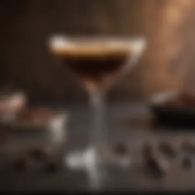 Artistry in Presentation: Espresso Martini Garnish A beautifully presented Espresso Martini garnished with coffee beans