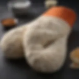 Close-up of cotton oven mitt showcasing texture and stitching