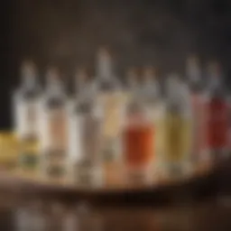 A selection of artisanal gins displayed elegantly