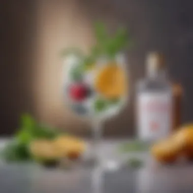 Artful Gin Cocktail Presentation A sophisticated gin cocktail garnished with fresh herbs and fruits