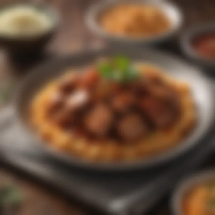 A flavorful dish enhanced with adobo sauce on a dining table
