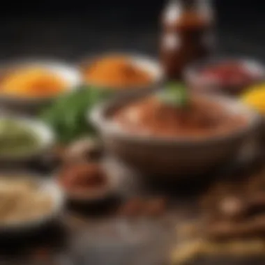 A close-up of adobo sauce ingredients showcasing rich spices and flavors