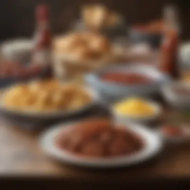 A spread of Southern dishes enhanced by the addition of Alabama barbecue sauce