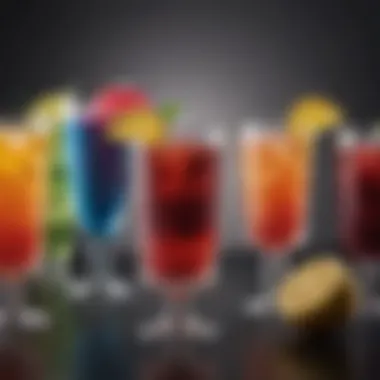 Colorful Non-Alcoholic Beverages Vibrant display of colorful non-alcoholic beverages in elegant glasses