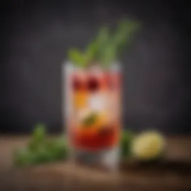 Exquisite Alcohol-Free Cocktail Exquisite alcohol-free cocktail garnished with fresh herbs