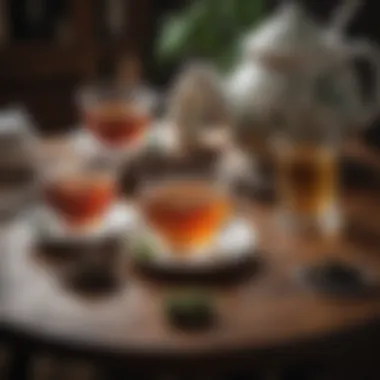 A serene setting highlighting the cultural significance of tea and alcohol pairings