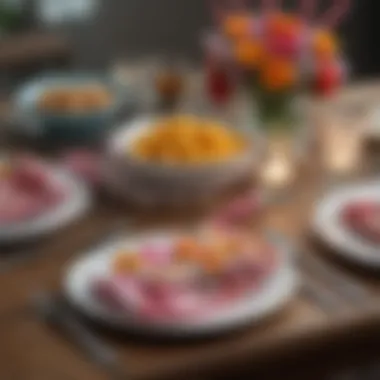 Artfully arranged table with floral napkins